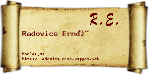 Radovics Ernő névjegykártya
