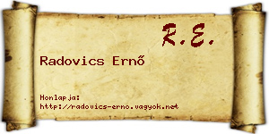 Radovics Ernő névjegykártya